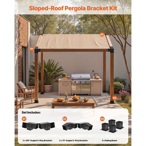 Kit Support de Pergola - Lot de 8 Support de Poteau Bois 92x92 mm (1/5)