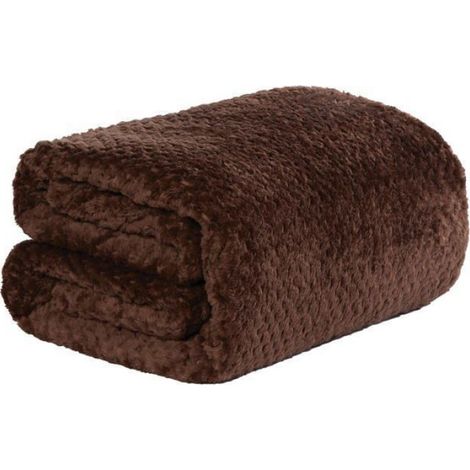 Couverture Nid D'abeille - 150 x 200 cm - Marron Chocolat - Pour Canapé Ou Lit Double (1/5)