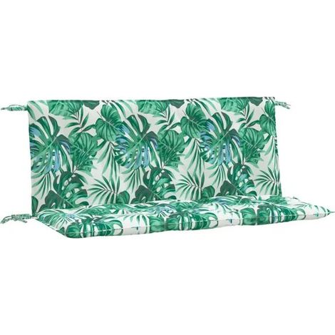 Coussins de banc de jardin, ensemble deux pièces, motif feuilles (1/5)