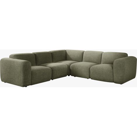 ALMA Canapé d'angle modulable en tissu vert (1/5)