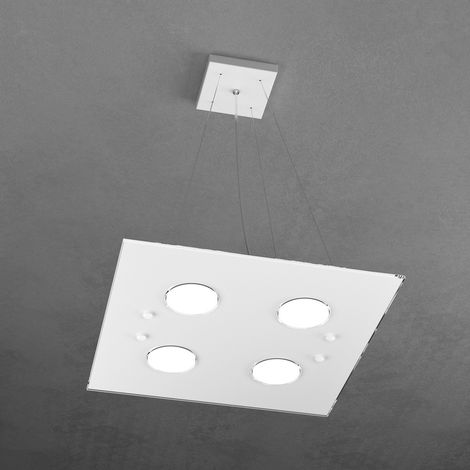 Sospensione Moderna Quadrata Path Vetro Bianco 4 Luci Gx53 (1/3)