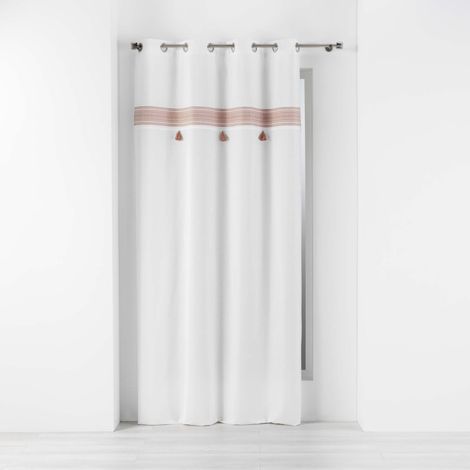 Rideau tamisant 140 x 240 cm 100% coton brodé Amaya Rose (1/4)