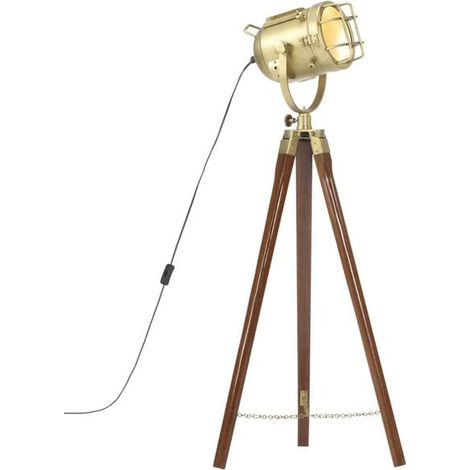 Lampadaire trépied en bois de manguier massif de 97 cm (1/5)
