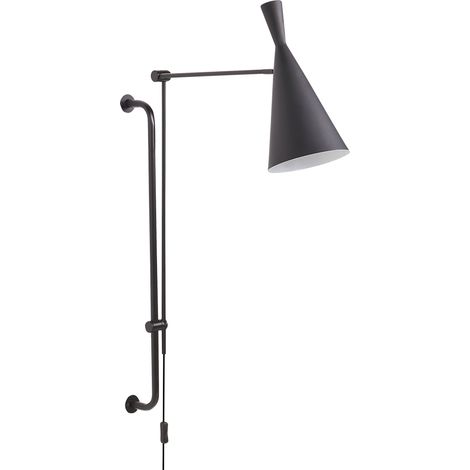 Lámpara de pared aplique moderno iluminación pantalla cónica metal brazo ajustable botón encendido/apagado negro Marisa