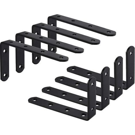 Paquet de 8 supports de support mural, support en forme de L, support fixe, meuble suspendu, 125x75x3mm (1/5)