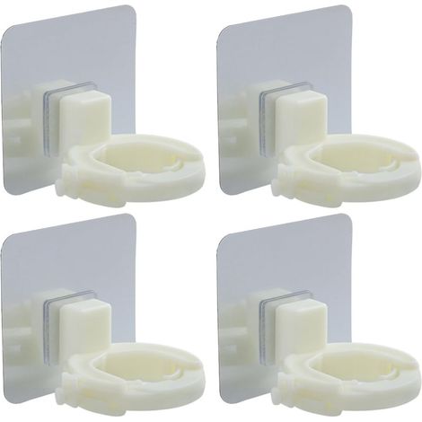 MERRYHAPY Lot de 4 supports muraux pour flacons de gel douche, porte-shampoing suspendu en plastique avec fermeture étanche et réglable (1/5)