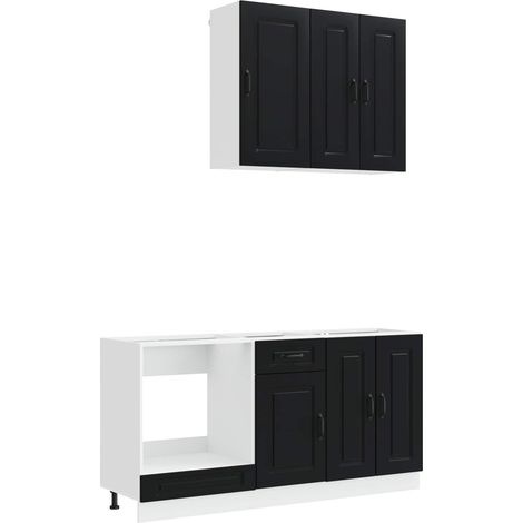 Unidad de cocina KALMAR 5 uds. Negro Madera de ingeniería vidaXL (1/5)