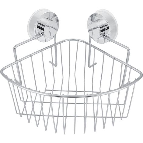 Etagère D'Angle Murale - Panier Organiseur En Acier Inoxydable 304 - Fixation Par Ventouses - Pour Salle De Bain Et Cuisine - 1 Pièce (1/5)