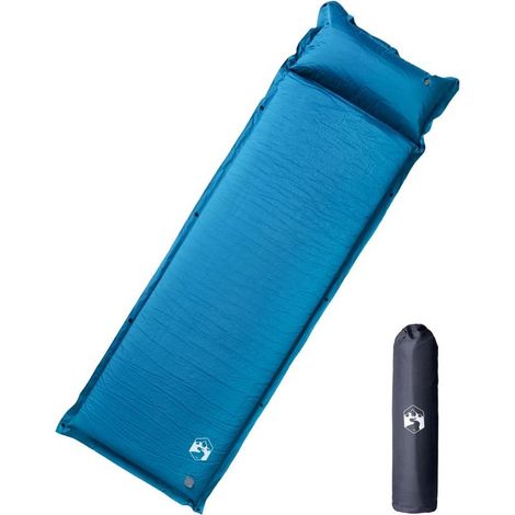 Matelas de camping autogonflant oreiller 1 personne turquoise (1/5)