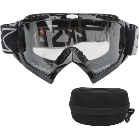 Lunettes de protection moto à lentilles transparentes et cadre noir, accessoires pour moto tout-terrain et randonnée. (1/5)