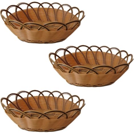 Cestino porta oggetti cibi alimenti frutta secca pane per tavola da casa in plastica set da 3 (1/5)