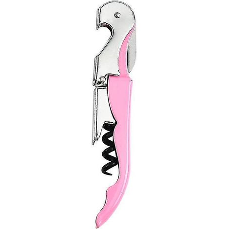 3-in-1-Korkenzieher und Flaschenöffner aus Edelstahl mit Folienschneider, doppelt klappbar, rosa (1/3)
