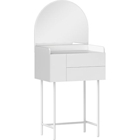 Compact White Three Drawer Dressing Table for Small Spaces-Stylish and Functional Makeup Organizer