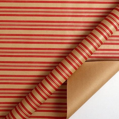 Rouleaux de papier cadeau de Noël - 43 cm x 3 m/rouleau - Parfaits pour emballer les cadeaux de Noël et décorer les fêtes, lignes horizontales (1/5)