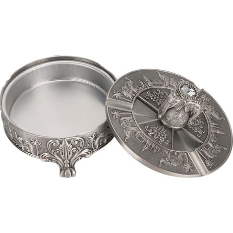 Cendrier rétro en étain vieilli, élégant éléphant décoratif pour bureau, style européen, porte-cigarettes vintage, finition antique, pièce de collection. (1/5)