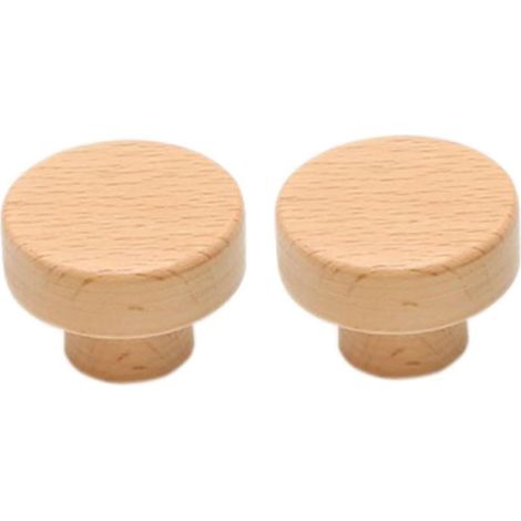 2PCS Boutons de tiroir ronds en bois naturel non finis - 35 mm, poignées décoratives antiques pour meubles, cuisine, commode, garde-robe, porte, bureau (1/4)