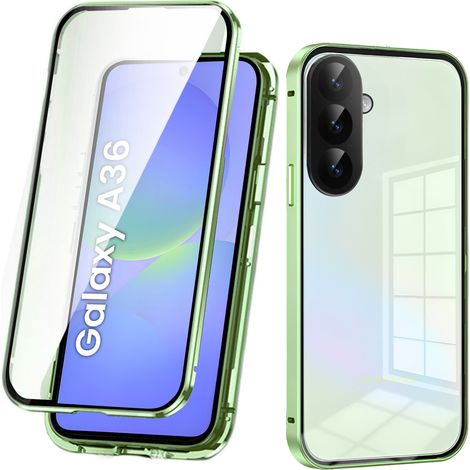 Custodia per Samsung Galaxy A36 5G, con doppio vetro magnetico, colore verde. (1/5)