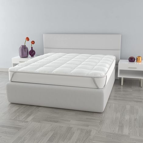 Italian Bed Linen Topper Basic Trapuntato con Elastici, Bianco, Matrimoniale 160x195cm (1/3)