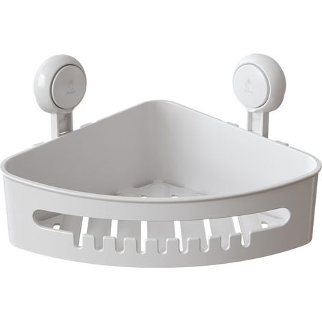 Estante esquinero para ducha con ventosas, organizador de ducha, no requiere perforación, reutilizable, cesta de almacenamiento grande para montaje en pared. (1/4)