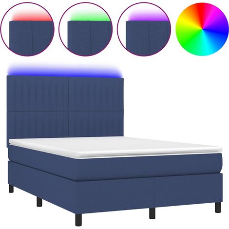Maison Exclusive - Letto a Molle con Materasso e LED Blu 140x200 cm in Tessuto (1/5)