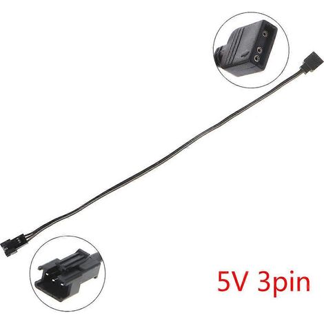 Câble multiconnecteurs femelles de 30 cm pour carte mère PC, 5 V 3 broches et 12 V 4 broches, vers prise pour ventilateur AURA RGB. Fil unique. (1/4)