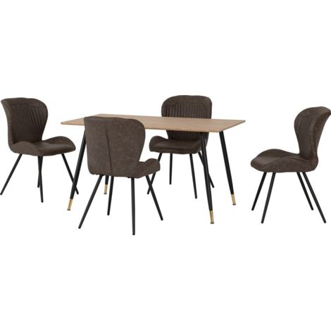 Hamilton & Quebec Medium Indoor Dining Set - Medium Oak Effect/Brown