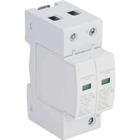 Parafoudre PC avec Fenêtre Visuelle, Bornes Isolées, Design à Brancher, Dispositif de Protection AC Blanc 200KA 2P 275V (1/5)