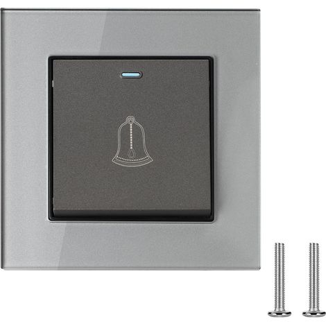 Bouton Sonnette Exterieur, 8,6 x 8,6 cm Bouton de Sonnette pour Boîtier Encastré 68mm, Simple & Sobre Ding-Dong Sonnette 220250 V, pour Particuliers et Hôtels (Gris) (1/5)