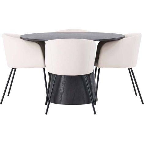 Lanzo Essgruppe Tisch mocca und 4 berit Stühle beige.