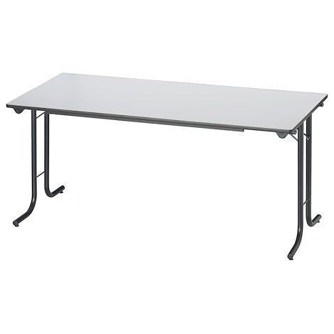 Table rectangulaire pliante plateau gris clair L 160 x P 70 cm - Classique - piétement noir - Maxiburo (1/2)