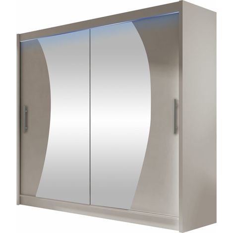 Armario Closico 115, Cachemira, 215x180x58cm, Puertas de armario: Correderas, Número de estantes: 5, LED (1/4)