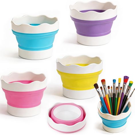 4 Pièce Seau à Pinceaux Peinture En Silicone,Lave-Pinceau Pliables,Seau de Lavage Pinceau,Laveuse de pinceaux en silicone,pour l'extérieur,l'atelier et le voyage (1/5)