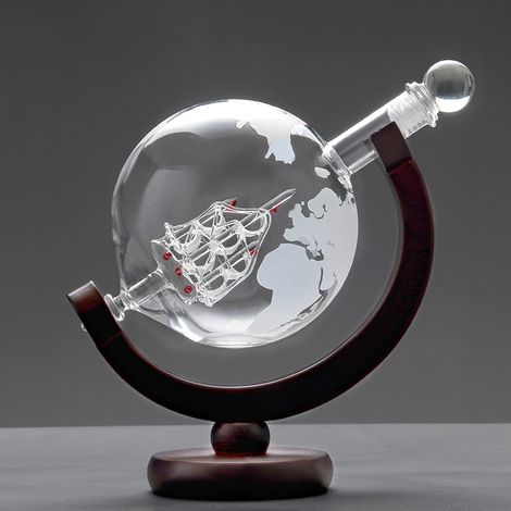 Décanteur à whisky en verre artisanal, forme de bateau, carafe élégante pour spiritueux, cadeau idéal pour amateur, design unique, 1 pièce. (1/5)