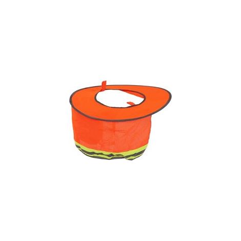 Pare-soleil pour casque de chantier, haute visibilité, été, bord intégral, maille, cou et bande réfléchissante, orange (1/5)