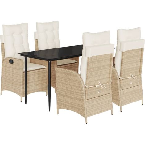 Maison Exclusive - Set comedor de jardín 5 pzas con cojines ratán (1/5)