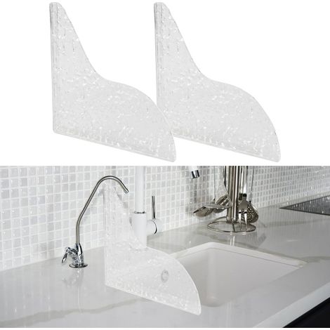 2 PièCes Dispositifs Anti-éClaboussures Acrylique, Cuisine, Protection Anti-éClaboussures Autocollante pour Douche Et Baignoire, pour Le Coin Baignoire, Accessoires De Salle De Bain Transparente (1/5)