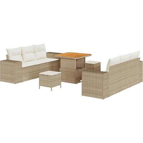Maison Exclusive - Gartensofa-set Beige und Creme 221 x 204 x 85