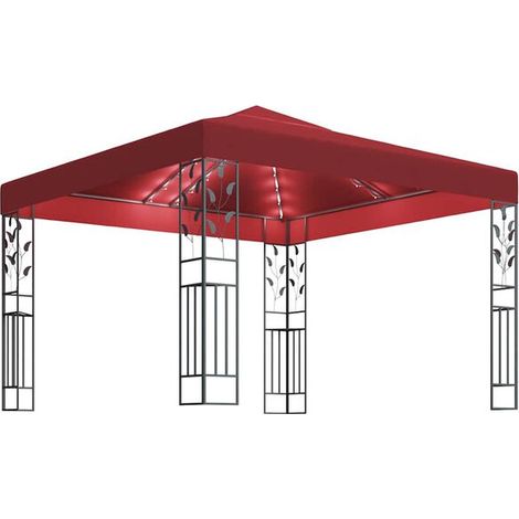 Pavillon de jardin 3x3 avec guirlande lumineuse LED couleur bordeaux (1/5)