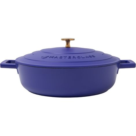 MasterClass Casserole électrique de fonte d'aluminium, bleu, 28 cm, 4 litres, dans un coffret cadeau de