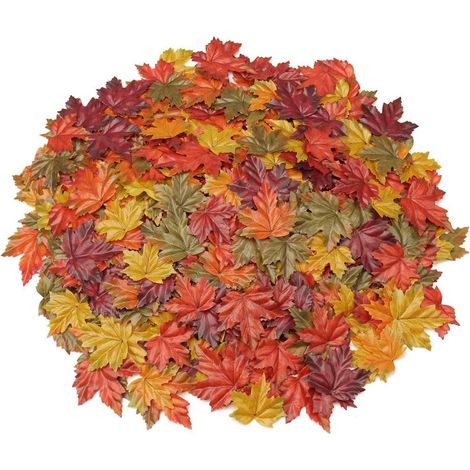 500 Stück Künstliche Ahornblätter, Gemischte Farben, Herbstlaub für DIY-Dekorationen (1/5)