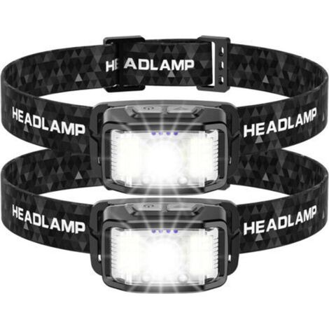 Pr 2 Pieces Ultra Powerful LED Headlamp, 2000 Lumens, Motion Sensor, For Fishing, Camping, Cycling, Running (1/5)
