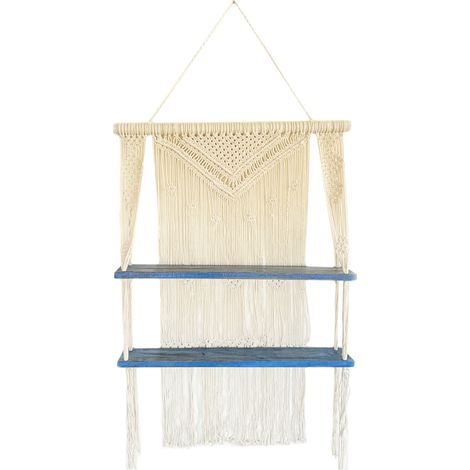 Etagères suspendues en macramé naturel - Bleu- Vendu par 1