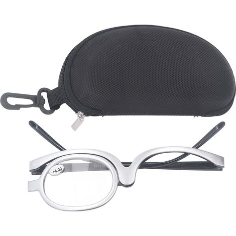 Loupe de maquillage grossissante +4.00, lentille basculante simple, pour lecture et cosmétique, avec étui de lunettes, pour femme (1/5)