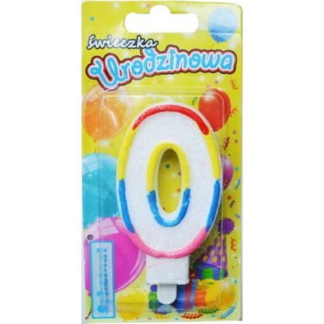 Diagrama de vela de cumpleaños con el número 0 a color (1/2)