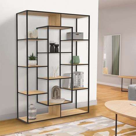 Estantería DETROIT con 11 compartimentos de diseño industrial H.143 cm