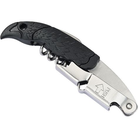 Corkscrew - Double Hinge Lever System - Stainless Steel Worm - ABS Ergonomic Handle - Foil Cutter And Bottle Opener - 1 Piece (1/5)