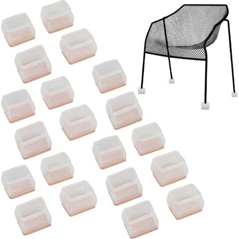 Stuhlbeinschoner [20 Stück] - Doppellagiges TPU-Gummiset mit integriertem Filzgleiter - Transparente Oberfläche, rechteckiges L-Profil - Geräuschdämpfend, kratzfest für Hartböden und Estrich (1/5)