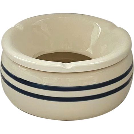 Cendrier en faïence rayé bleu style berbère (1/4)