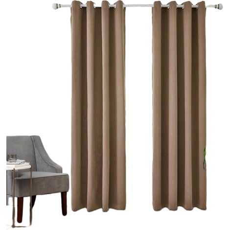Rideaux Occultants Thermiques ,Taupe Rideau Salon à Oeillets Draperies Isolant Anti Froid Lneux Bloquer pour Mieux Sommeil L X H 2x 132 140 (1/5)