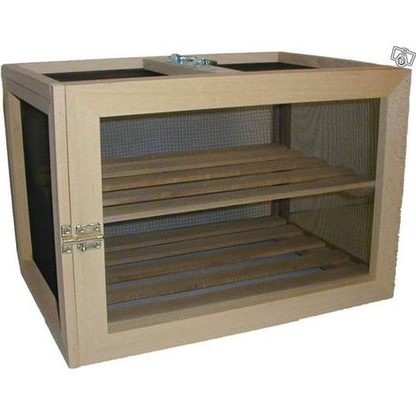 Garde manger fromager en hêtre 35x50x35 cm – Toile grillagée – 2 clayettes pour affinage optimal – Conservation fruits et légumes – Outils Et Nature